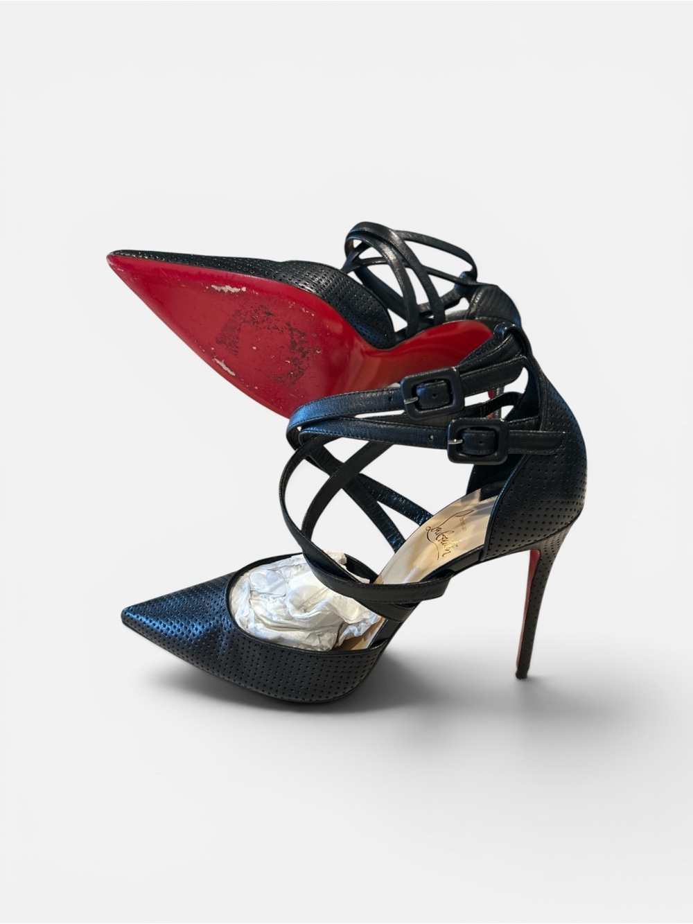 Christian Louboutin Victorilla 100 pointed toe heels black leather 38